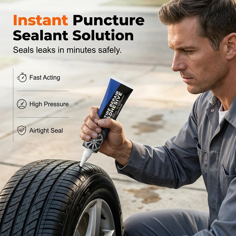 🎉Tijdelijke Korting! 🚙🔧Complete Lekke Band Reparatieset voor Auto, Motor & Fiets | Luchtdicht & Flexibel🏍️✅