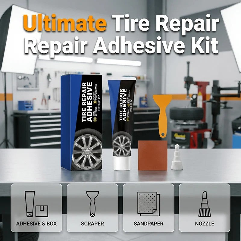 🎉Tijdelijke Korting! 🚙🔧Complete Lekke Band Reparatieset voor Auto, Motor & Fiets | Luchtdicht & Flexibel🏍️✅
